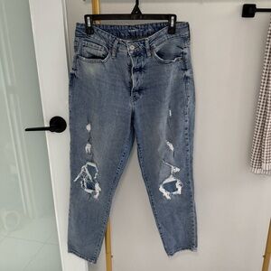 Light Blue Distressed Women's Ankle Jeans